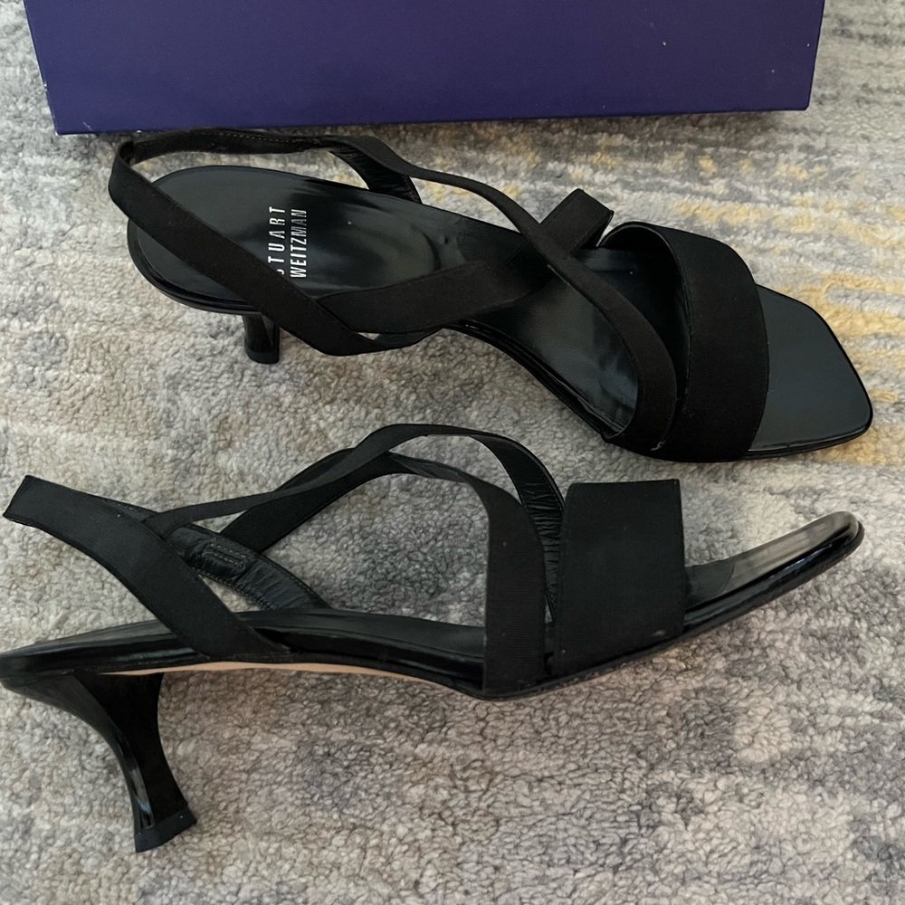 Stuart Weitzman Homestretch Black Elastic Shoes - Picture 2 of 4
